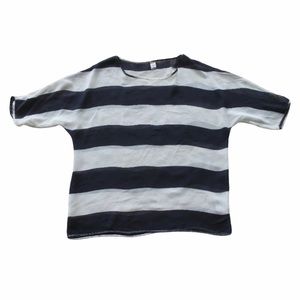 Old Navy Sheer Dolman Navy Striped EUC Top Size M